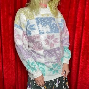 🎄Vintage glitter pastel Christmas sweater🎄